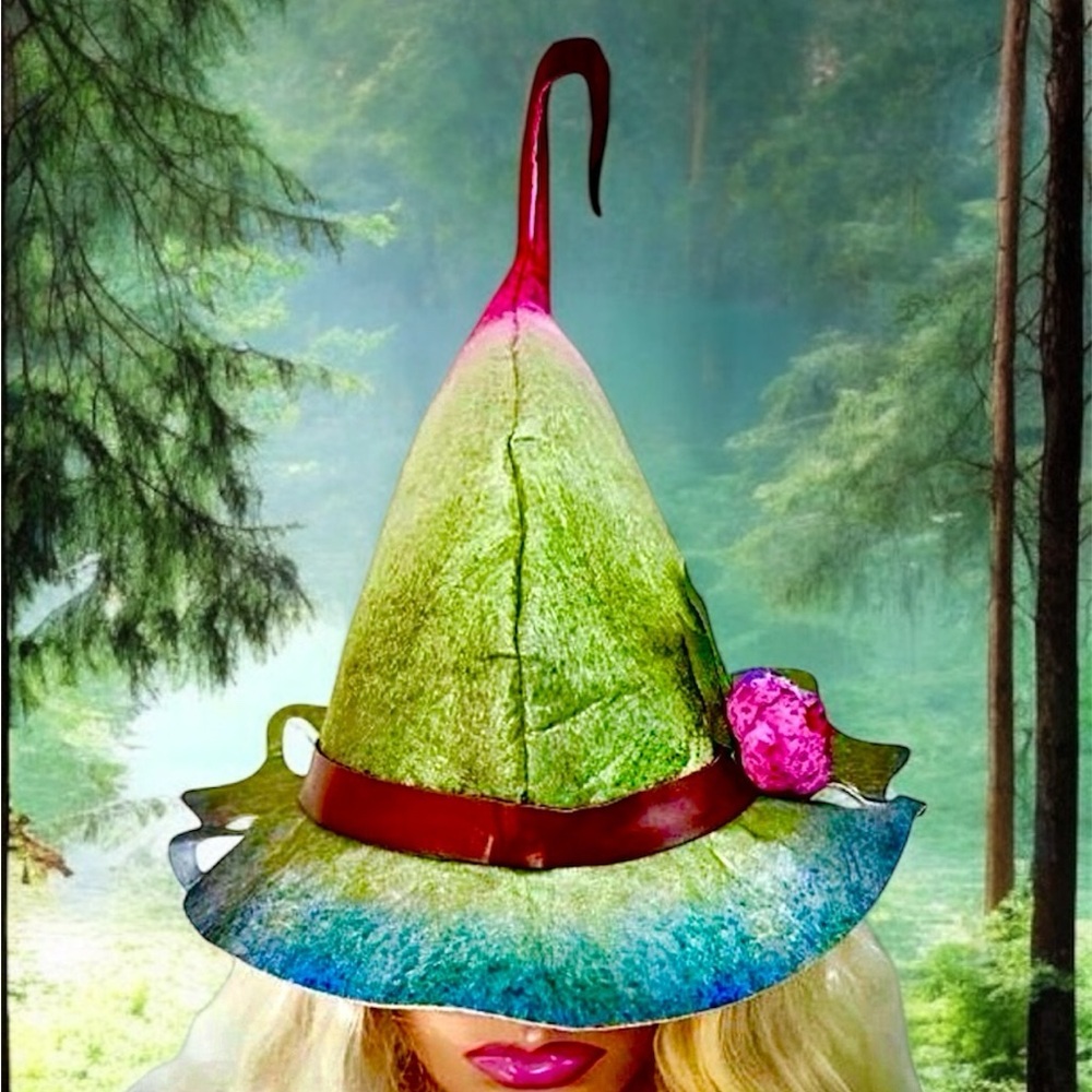Whimsical Green Fairy Hat with Floral Accents - Picture 2 of 12